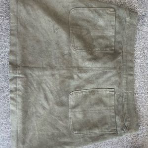 Olive suede mini skirt